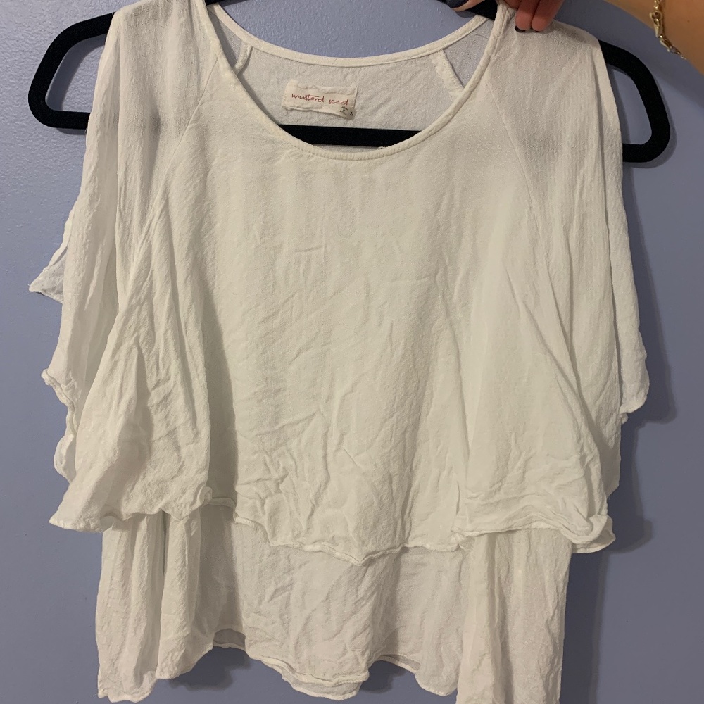 Mustard Seed White Layered Shirt